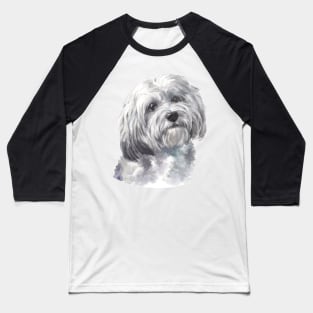 Cute White Havanese Watercolor Art Baseball T-Shirt